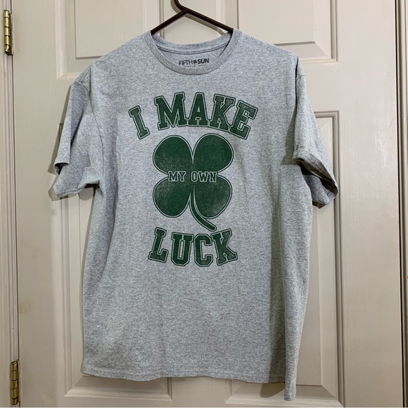 I make my own luck t shirt grey green clover fifth sun - Picture 1 of 2